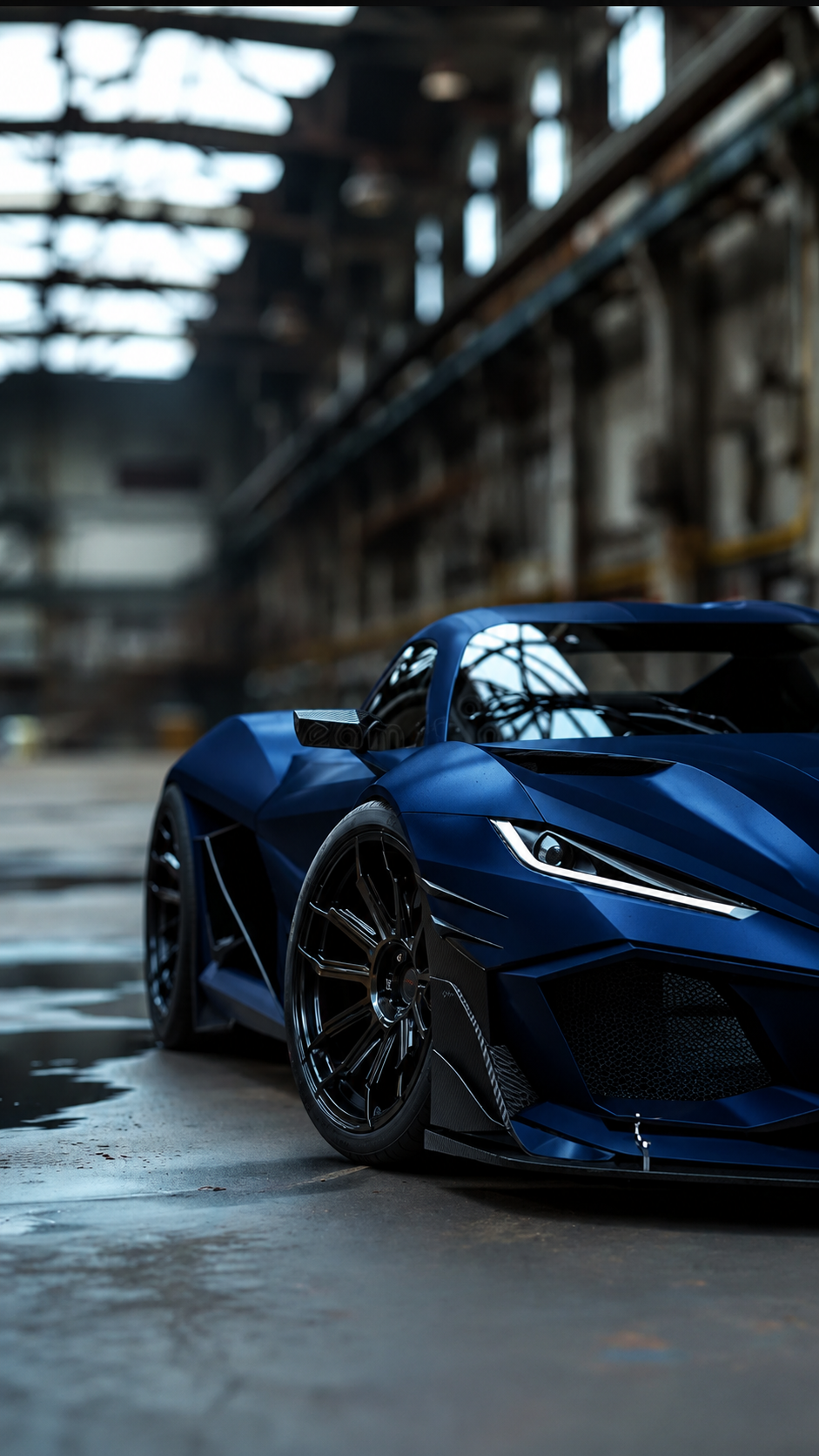 Satin-finished blue vehicle representing KEVYsatin paint protection film