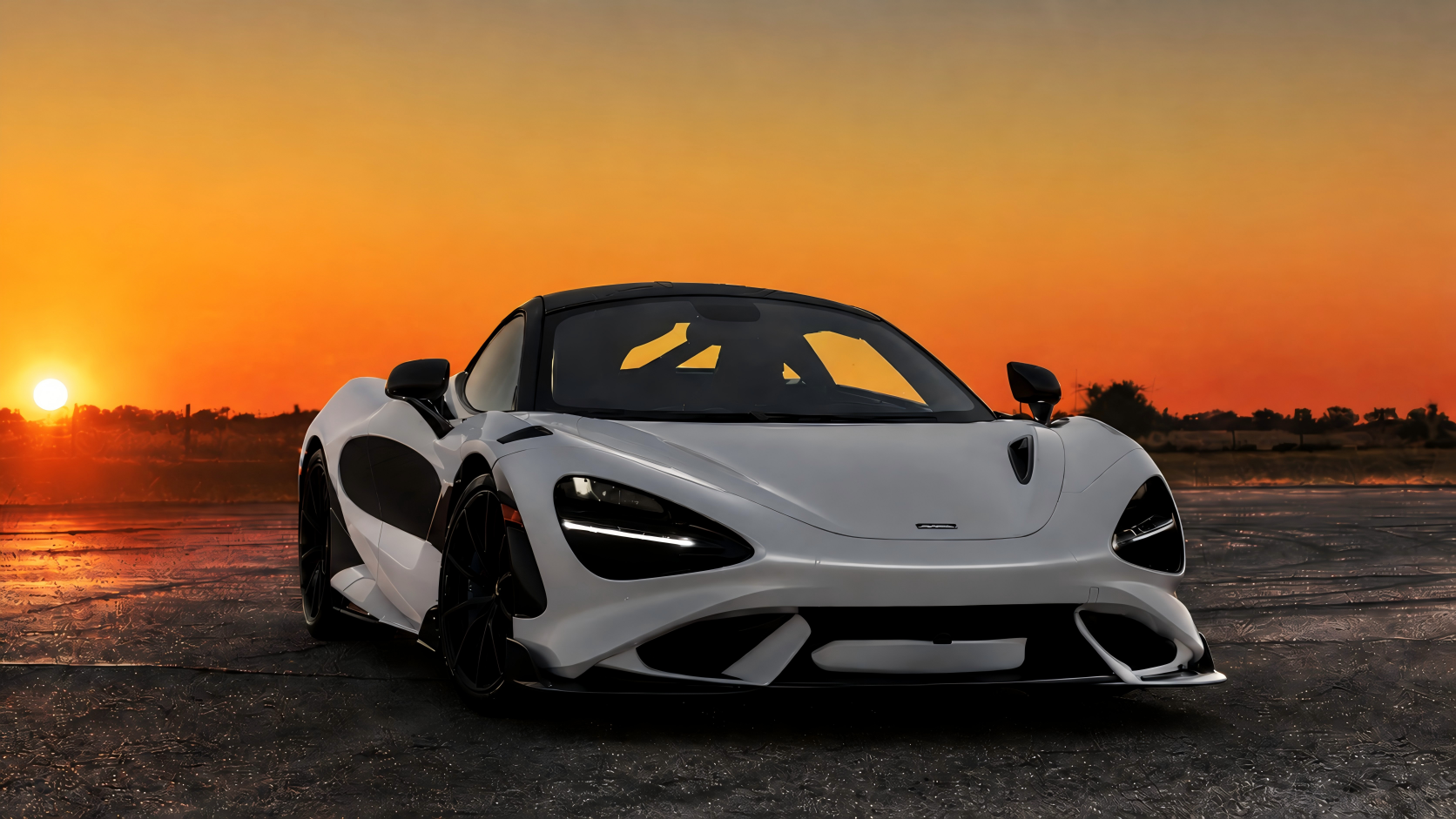 Protected performance vehicle at sunset